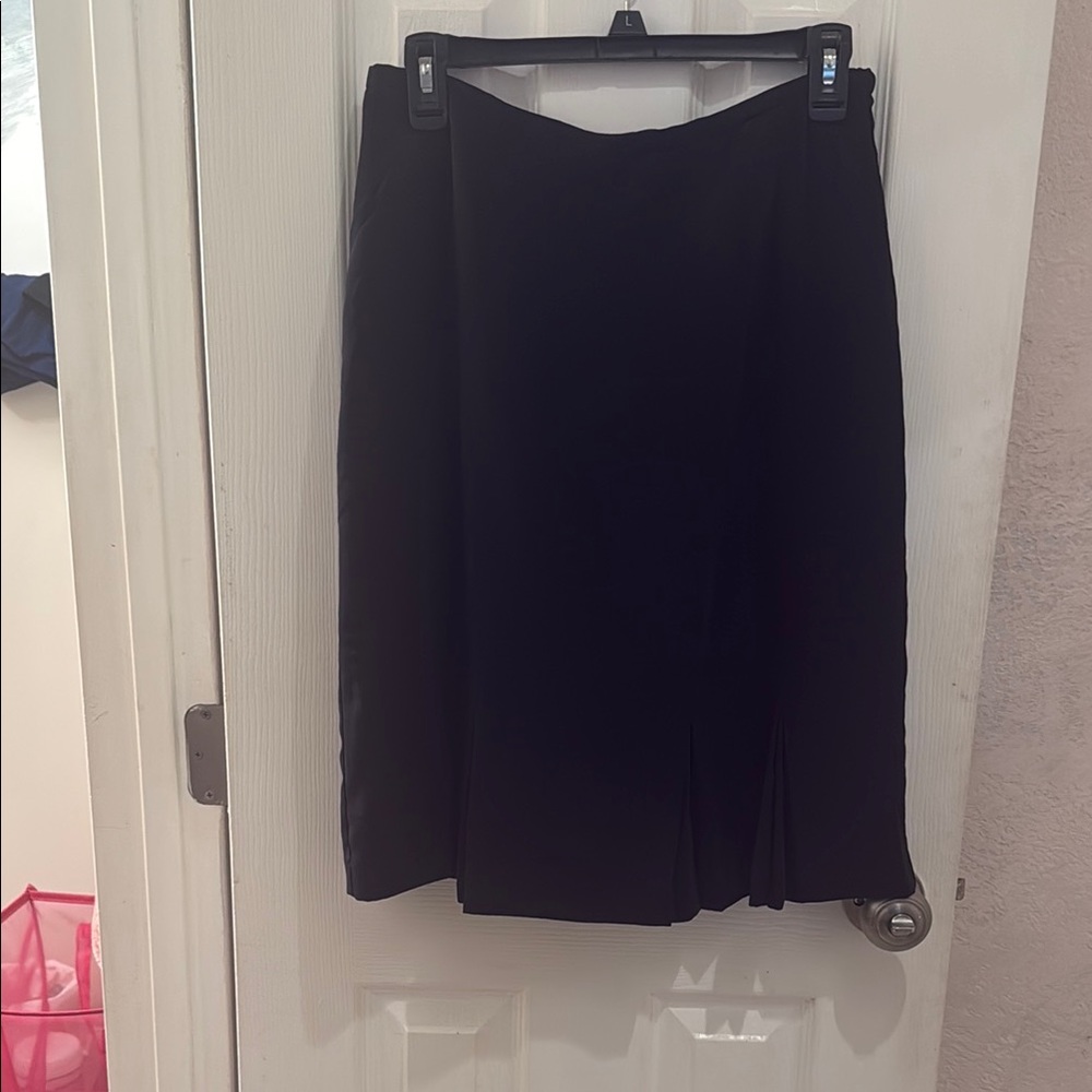 Norton McNaughton Black Pleated A-line Midi Skirt